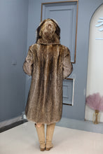 Load image into Gallery viewer, Full length natural racoon fur hooded coat
