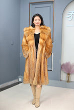 Load image into Gallery viewer, Full length Saga red fox fur hooded coat
