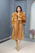 Load image into Gallery viewer, Full length Saga red fox fur hooded coat
