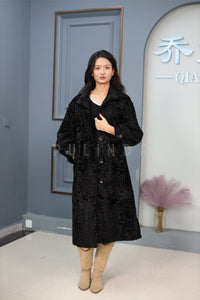 Full length natural karakul fur coat