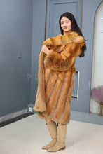 Load image into Gallery viewer, Full length Saga red fox fur hooded coat
