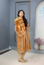 Load image into Gallery viewer, Full length Saga red fox fur hooded coat
