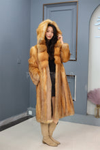 Load image into Gallery viewer, Full length Saga red fox fur hooded coat
