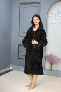 Full length natural karakul fur coat