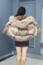 Load image into Gallery viewer, Natural lynx fur hooded coat &amp; jacket
