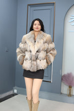 Load image into Gallery viewer, Natural lynx fur hooded coat &amp; jacket
