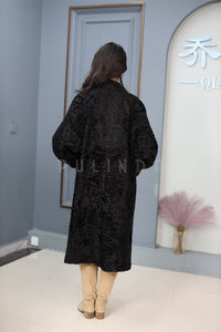 Full length natural karakul fur coat