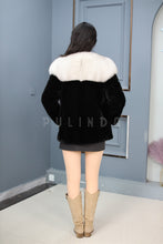 Load image into Gallery viewer, Natural Saga mink fur coat &amp; jacket with blue fox trim
