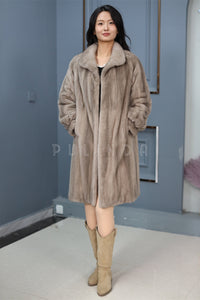 Full length Saga sliverblue mink fur coat