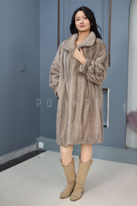 Full length Saga sliverblue mink fur coat