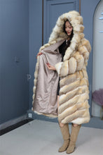 Load image into Gallery viewer, Full length kit fox fur hooded coat
