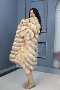 Full length kit fox fur coat with english collar