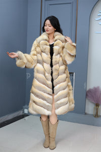 Full length kit fox fur coat with english collar