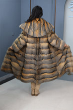 Load image into Gallery viewer, Full length Saga gray fox fur coat with shawl collar
