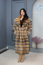 Load image into Gallery viewer, Full length Saga gray fox fur coat with shawl collar
