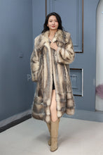 Load image into Gallery viewer, Full length opossum fur coat with shawl collar
