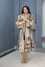 Load image into Gallery viewer, Full length opossum fur coat with shawl collar
