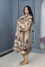 Load image into Gallery viewer, Full length opossum fur coat with shawl collar
