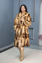 Load image into Gallery viewer, Full length fitch fur coat with shawl collar
