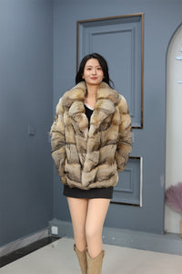 Natural Saga gray fox fur coat & jacket with english collar