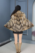 Load image into Gallery viewer, Natural Saga gray fox fur coat &amp; jacket with english collar
