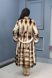 Full length fitch fur coat with shawl collar