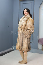 Load image into Gallery viewer, Full length coyote fur coat with shawl collar
