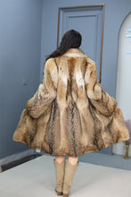 Load image into Gallery viewer, Full length coyote fur coat with shawl collar
