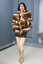 Load image into Gallery viewer, Natural rex rabbit fur coat &amp; jacket with shawl collar
