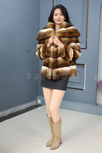 Load image into Gallery viewer, Natural rex rabbit fur coat &amp; jacket with shawl collar
