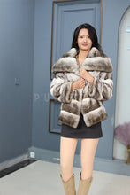 Load image into Gallery viewer, Natural chinchilla rex fur coat &amp; jacket with shawl collar
