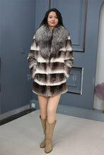 Load image into Gallery viewer, Natural chinchilla rex fur coat &amp; jacket with silver fox shawl collar
