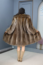 Load image into Gallery viewer, Full length racoon fur coat with shawl collar
