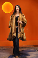 Load image into Gallery viewer, Mid-length natural golden marten coat with shawl collar
