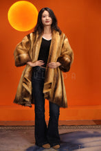 Load image into Gallery viewer, Mid-length natural golden marten coat with shawl collar
