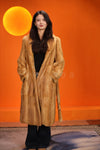 Full length natural golden marten coat with shawl collar