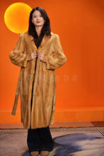 Load image into Gallery viewer, Full length natural golden marten coat with shawl collar
