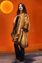 Load image into Gallery viewer, Mid-length natural golden marten coat with shawl collar
