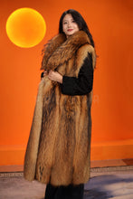 Load image into Gallery viewer, Full length natural finnraccoon fur coat with shawl collar
