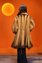 Load image into Gallery viewer, Mid-length natural golden marten coat with shawl collar
