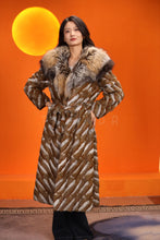 Load image into Gallery viewer, Full length gray squirrel fur coat with shawl collar
