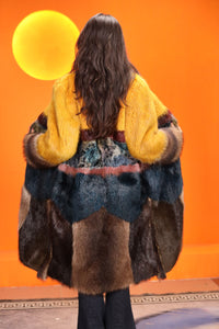 Full length natural beaver and lamb fur coat