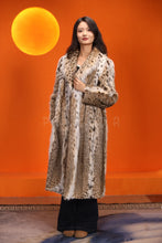 Load image into Gallery viewer, Full length women&#39;s natural lynx fur coat with shawl collar
