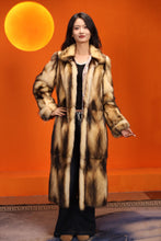 Load image into Gallery viewer, Full length natural fitch fur coat with shawl collar
