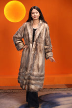 Load image into Gallery viewer, Full length natural opossum fur coat with shawl collar
