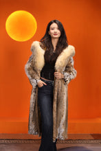 Load image into Gallery viewer, Full length women&#39;s natural lynx fur hooded coat
