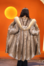 Load image into Gallery viewer, Full length women&#39;s natural lynx fur hooded coat
