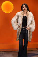 Load image into Gallery viewer, Mid-length women&#39;s natural lynx fur coat with shawl collar
