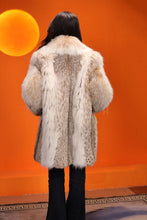 Load image into Gallery viewer, Mid-length women&#39;s natural lynx fur coat with shawl collar
