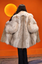 Load image into Gallery viewer, Mid-length women&#39;s natural lynx fur coat with shawl collar
